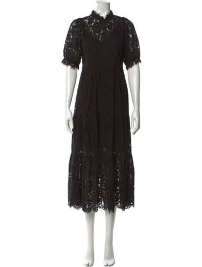 Pre-owned Generation Love Lace Pattern Midi Length Dress In Black