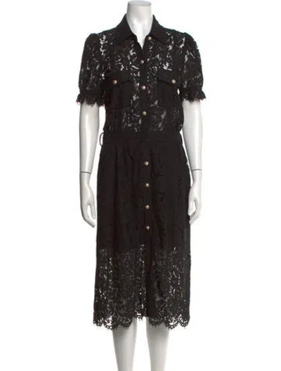 Pre-owned Generation Love Lace Pattern Midi Length Dress In Black