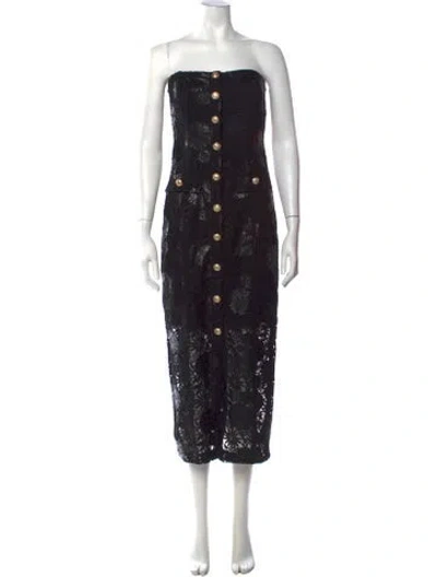 Pre-owned Generation Love Lace Pattern Midi Length Dress In Black