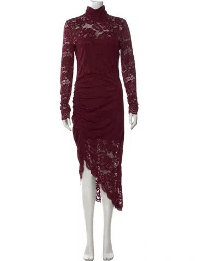 Pre-owned Generation Love Lace Pattern Midi Length Dress In Burgundy