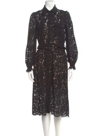 Pre-owned Generation Love Lace Pattern Midi Length Dress In Gray