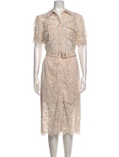 Pre-owned Generation Love Lace Pattern Midi Length Dress In Neutral
