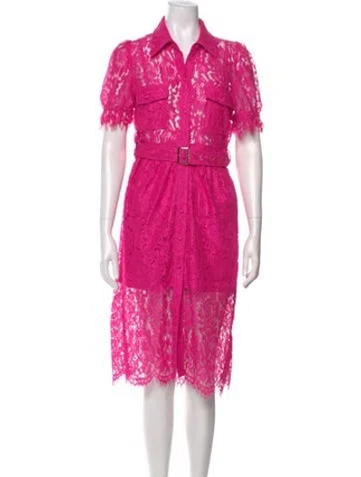 Pre-owned Generation Love Lace Pattern Midi Length Dress In Pink