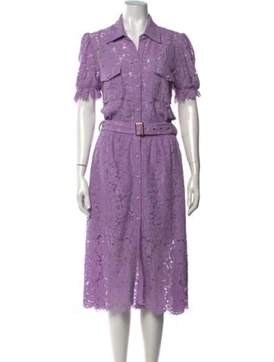 Pre-owned Generation Love Lace Pattern Midi Length Dress In Purple