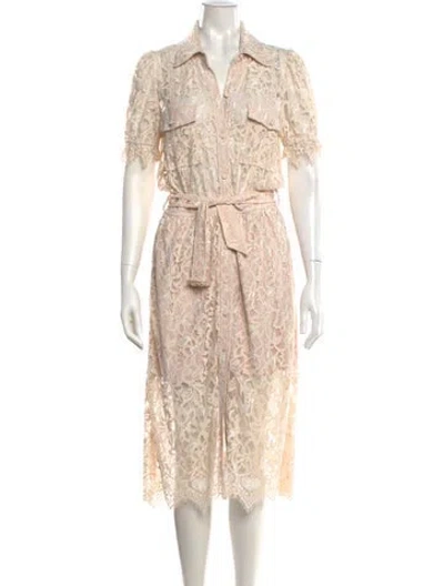 Pre-owned Generation Love Lace Pattern Midi Length Dress W/ Tags In Neutrals
