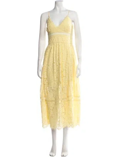Pre-owned Generation Love Lace Pattern Midi Length Dress W/ Tags In Yellow
