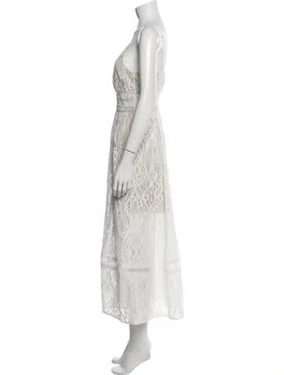 Pre-owned Generation Love Lace Pattern Midi Length Dress In White