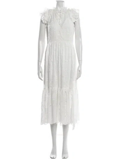 Pre-owned Generation Love Lace Pattern Midi Length Dress In White