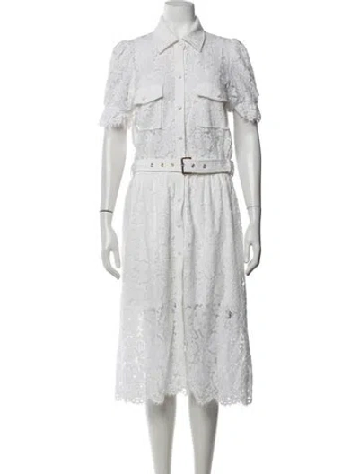 Pre-owned Generation Love Lace Pattern Midi Length Dress In White