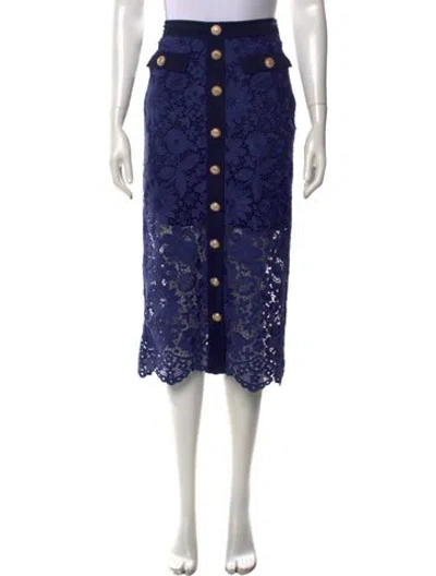 Pre-owned Generation Love Lace Pattern Midi Length Skirt In Blue