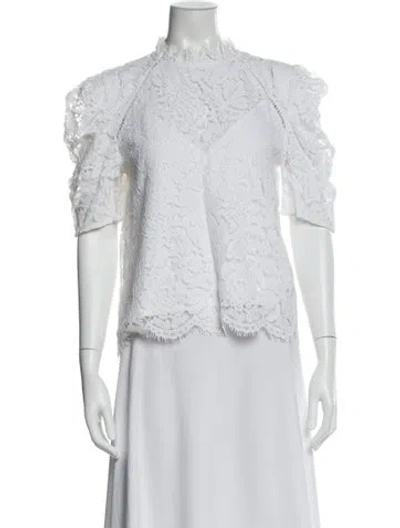 Pre-owned Generation Love Lace Pattern Mock Neck Blouse In White