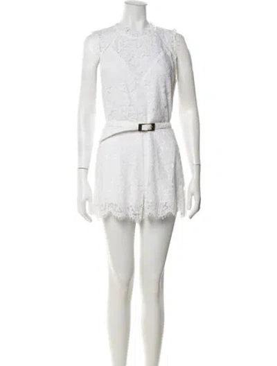 Pre-owned Generation Love Lace Pattern Mock Neck Romper In White