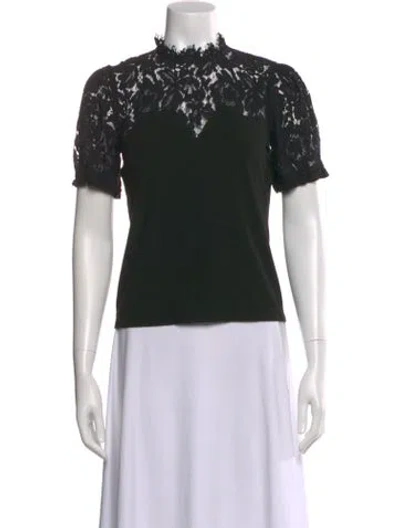 Pre-owned Generation Love Lace Pattern Mock Neck Top In Black