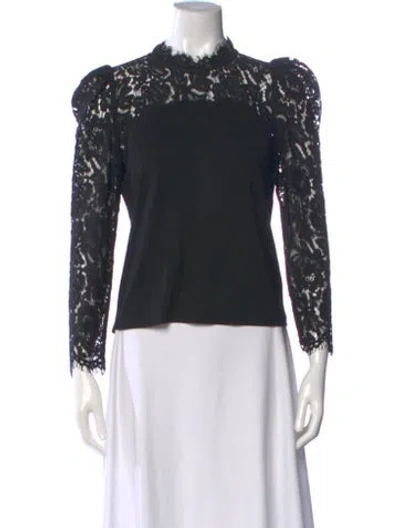 Pre-owned Generation Love Lace Pattern Mock Neck Top In Black