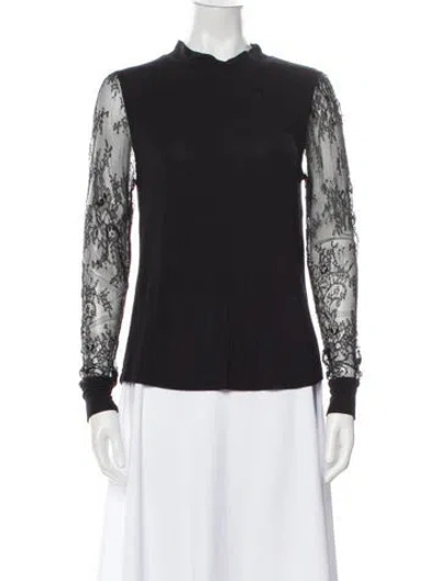 Pre-owned Generation Love Lace Pattern Mock Neck Top In Black