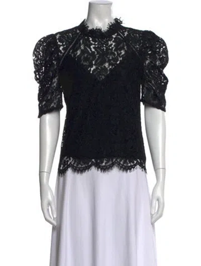 Pre-owned Generation Love Lace Pattern Mock Neck Top In Black