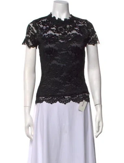 Pre-owned Generation Love Lace Pattern Mock Neck Top In Black