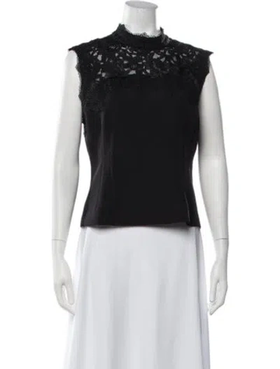 Pre-owned Generation Love Lace Pattern Mock Neck Top In Black