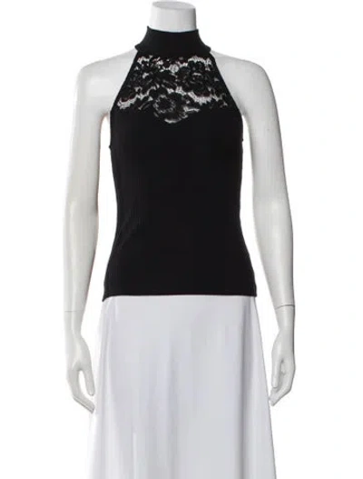 Pre-owned Generation Love Lace Pattern Mock Neck Top W/ Tags In Black