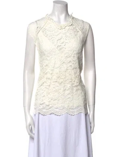 Pre-owned Generation Love Lace Pattern Mock Neck Top W/ Tags In Brown