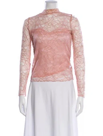 Pre-owned Generation Love Lace Pattern Mock Neck Top W/ Tags In Pink