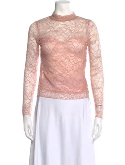 Pre-owned Generation Love Lace Pattern Mock Neck Top W/ Tags In Pink