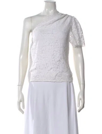 Pre-owned Generation Love Lace Pattern One-shoulder Top In White