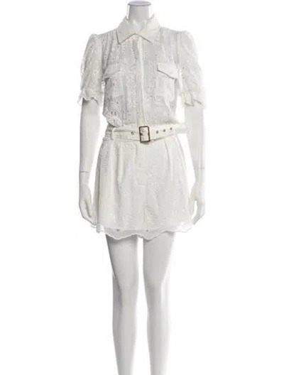 Pre-owned Generation Love Lace Pattern Romper In White