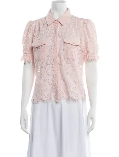 Pre-owned Generation Love Lace Pattern Short Sleeve Blouse In Pink