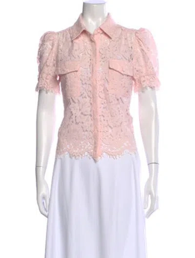 Pre-owned Generation Love Lace Pattern Short Sleeve Blouse In Pink