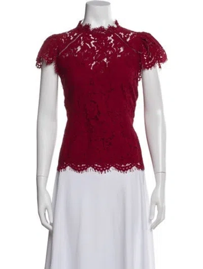 Pre-owned Generation Love Lace Pattern Short Sleeve Blouse In Red
