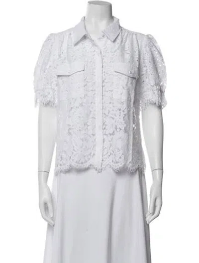 Pre-owned Generation Love Lace Pattern Short Sleeve Button-up Top W/ Tags In White