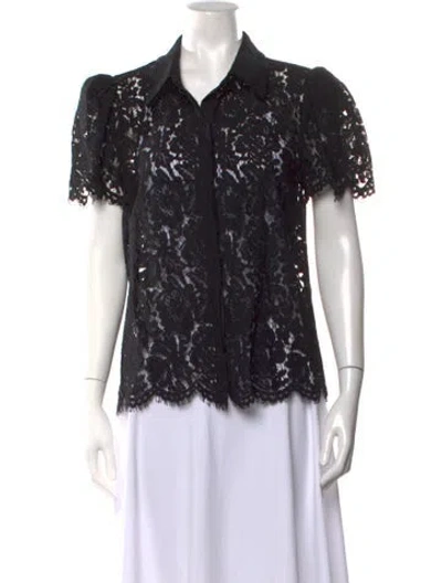 Pre-owned Generation Love Lace Pattern Short Sleeve Top W/ Tags In Black
