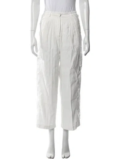 Pre-owned Generation Love Lace Pattern Straight Leg Pants In White
