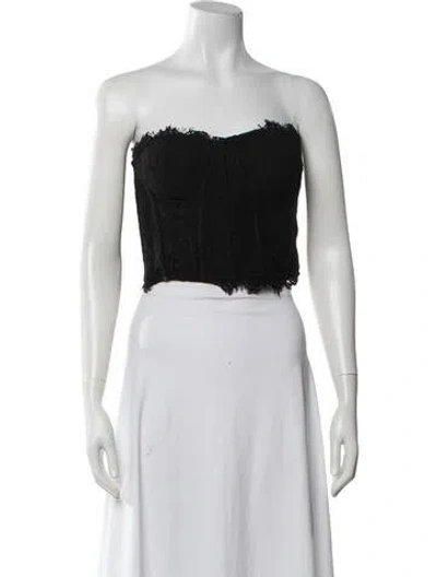 Pre-owned Generation Love Lace Pattern Strapless Crop Top In Black