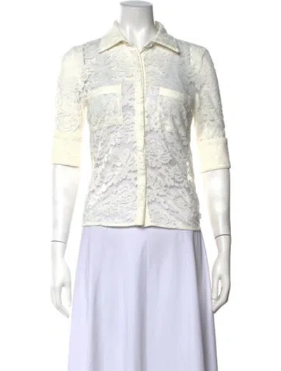 Pre-owned Generation Love Lace Pattern Three-quarter Sleeve Top In Multicolor