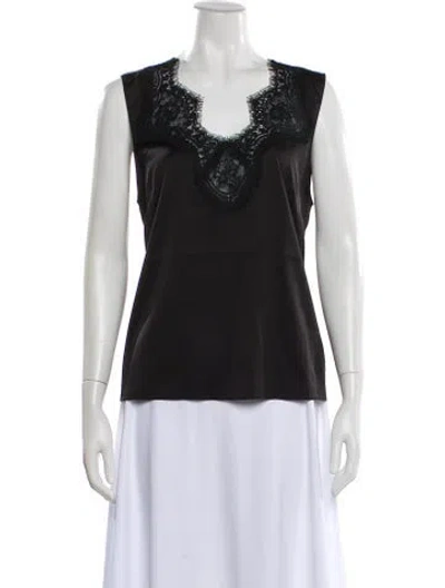 Pre-owned Generation Love Lace Pattern V-neck Blouse In Black