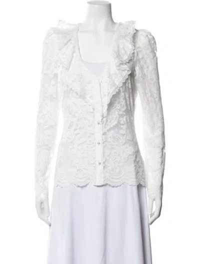 Pre-owned Generation Love Lace Pattern V-neck Blouse W/ Tags In White