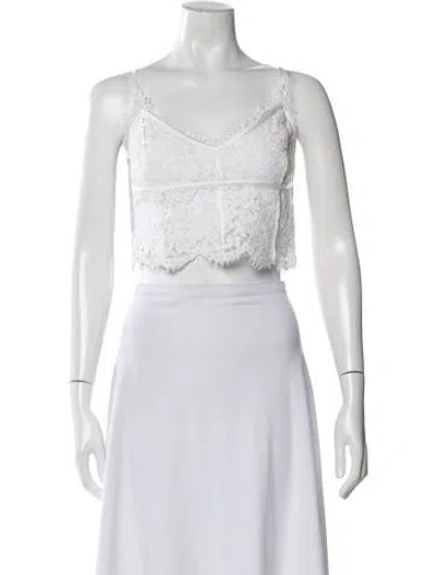 Pre-owned Generation Love Lace Pattern V-neck Crop Top In White