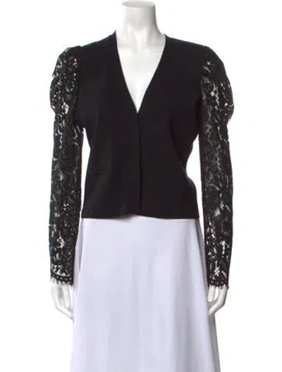 Pre-owned Generation Love Lace Pattern V-neck Sweater In Black