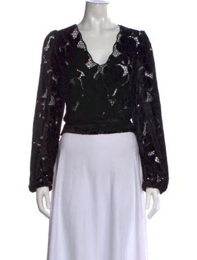 Pre-owned Generation Love Lace Pattern V-neck Sweater W/ Tags In Black