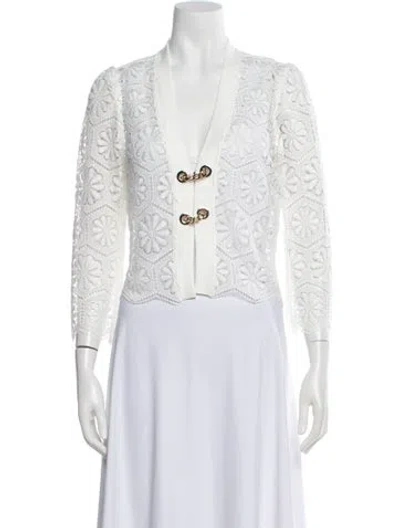 Pre-owned Generation Love Lace Pattern V-neck Sweater W/ Tags In White