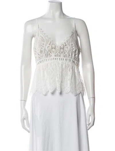 Pre-owned Generation Love Lace Pattern V-neck Top In Neutrals