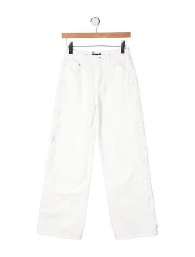 Pre-owned Generation Love Lace Pattern Wide Leg Pants In White