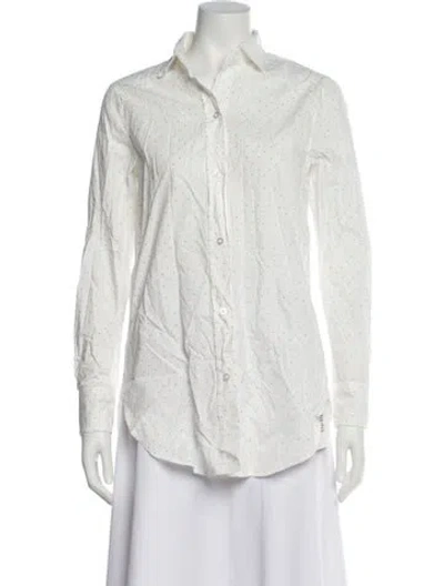 Pre-owned Generation Love Lace Polka Dot Print Button-up Top W/ Tags In White