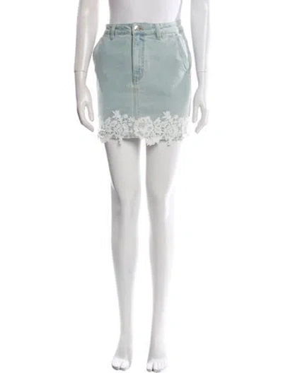Pre-owned Generation Love Lace Trim Embellishment Mini Skirt In Blue