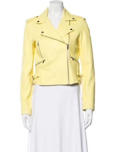 Pre-owned Generation Love Lamb Leather Biker Jacket In Yellow