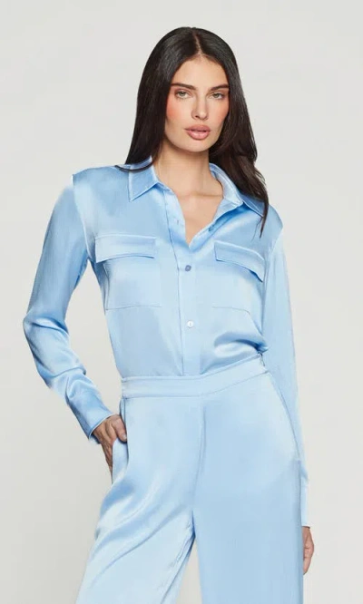 Generation Love Lanier Hammered Satin Shirt In Blue