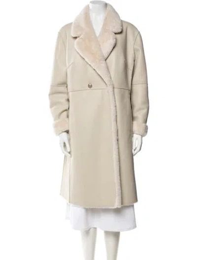 Pre-owned Generation Love Leather Faux Fur Coat W/ Tags In Neutral