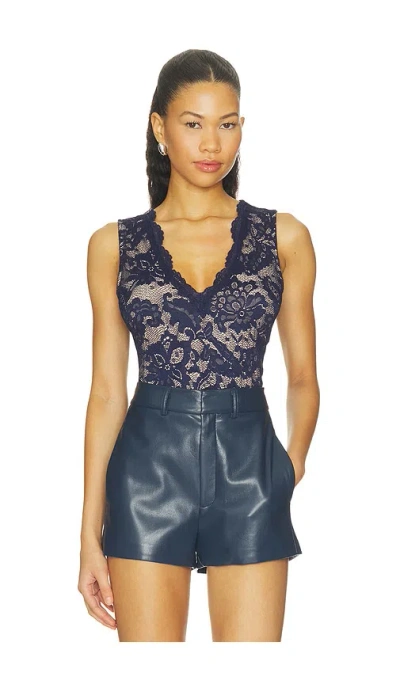 Generation Love Leila Lace Top In Navy & Beige